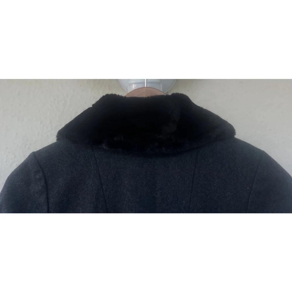 Rothschild Girls 10 Gray Fit & Flare Rose Coat Faux Fur Collar Thick Winter Warm